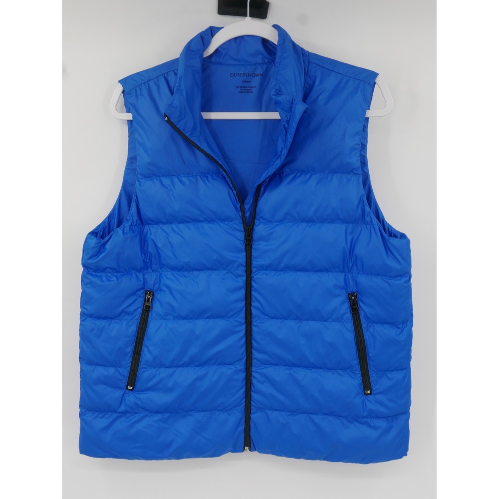 Outerknown Meridian Puffer Vest Womens Medium Blue Recycled Quilted Zip Up